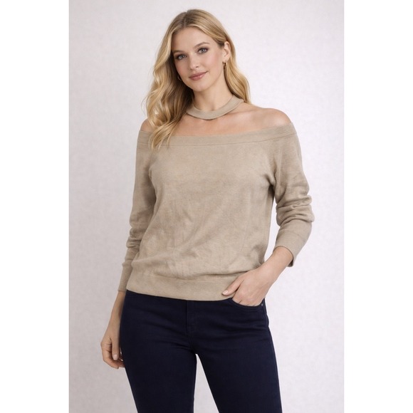 525 America Sweaters - 525 America Cream Off-the-Shoulder‎ Sweater